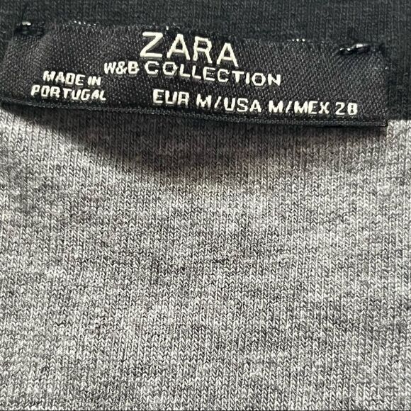 ZARA W&B Collection midi skirt bodycon pencil stretch striped black grey size M - Picture 8 of 13
